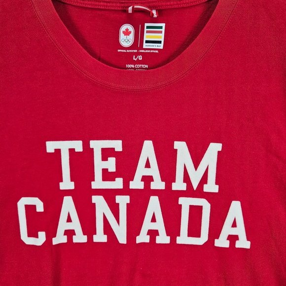 Hudson's Bay Official Olympic Team Canada T-Shirt Red Men's Size L Crew Neck - Picture 5 of 10